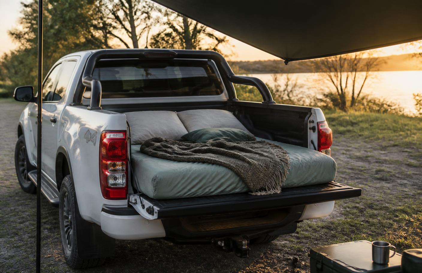 Custom foam mattress fitted in a bakkie load bin